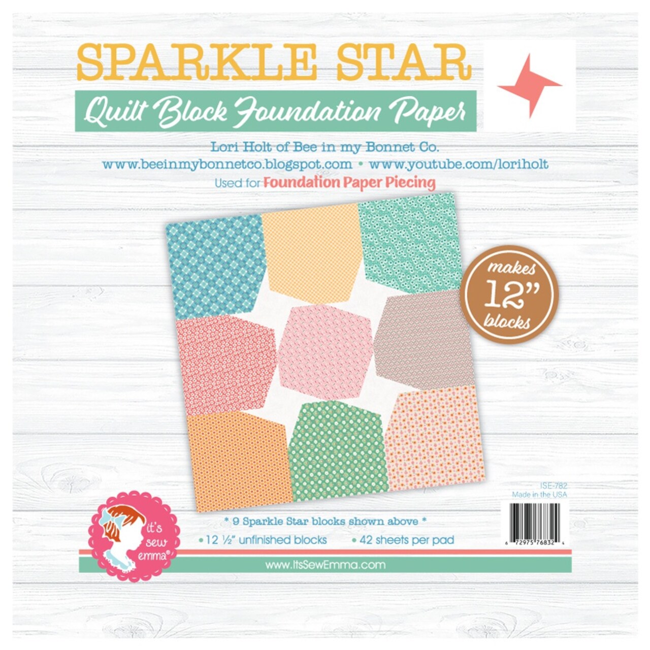 It's Sew Emma Quilt Block Foundation Paper By Lori Holt-12" Sparkle Star